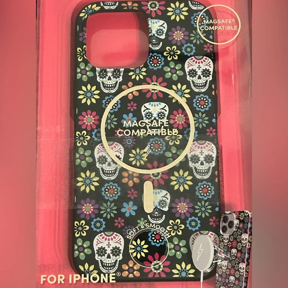 XO Poppy Sugar Skull Case iPhone 16 Pro Max MagSafe Floral Día de los Muertos